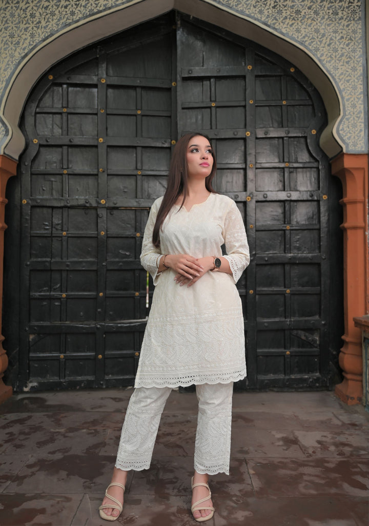 White Lily Eyelet Cotton Co-ord Set  | Made To Order