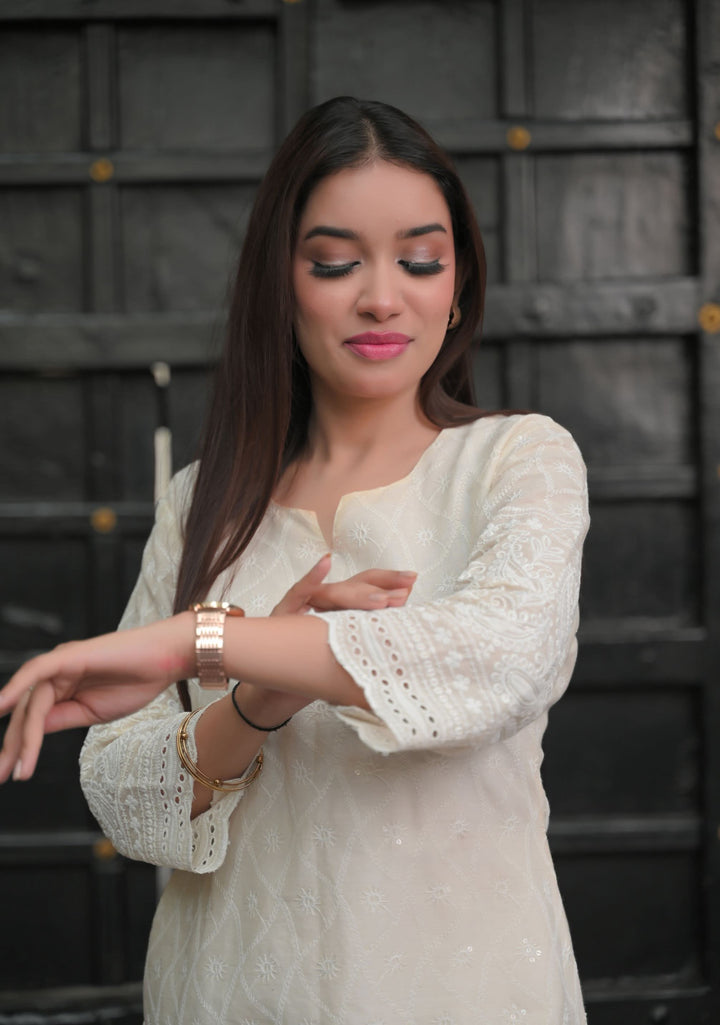 White Lily Eyelet Cotton Co-ord Set  | Made To Order