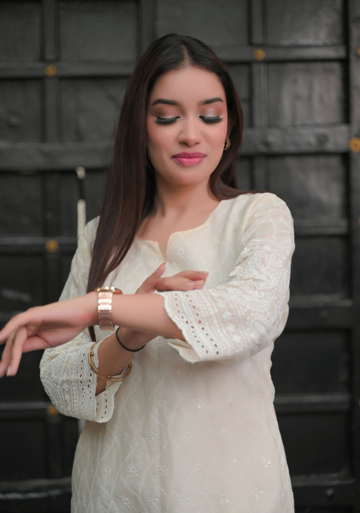 White Lily Eyelet Cotton Co-ord Set  | Made To Order