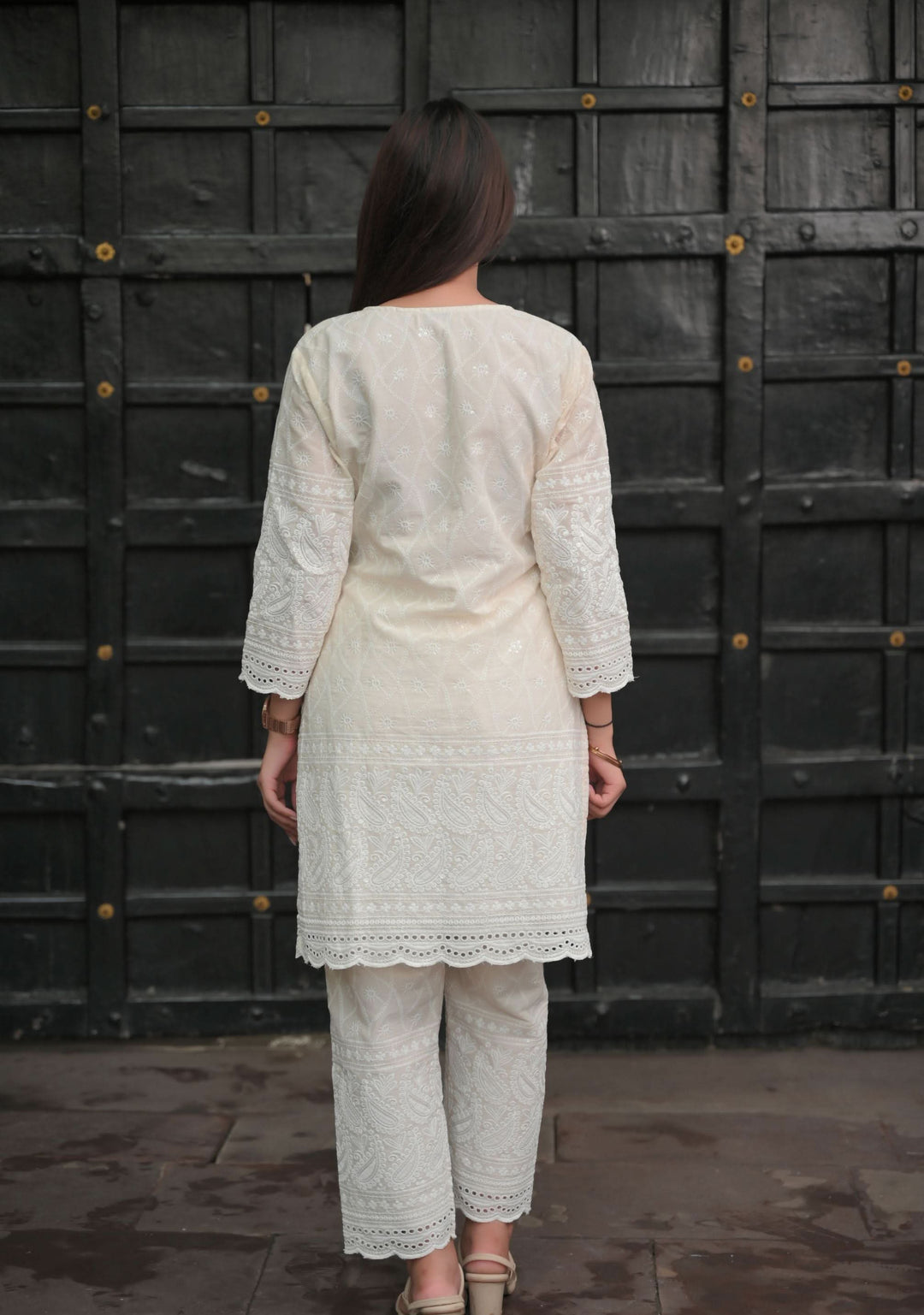 White Lily Eyelet Cotton Co-ord Set  | Made To Order