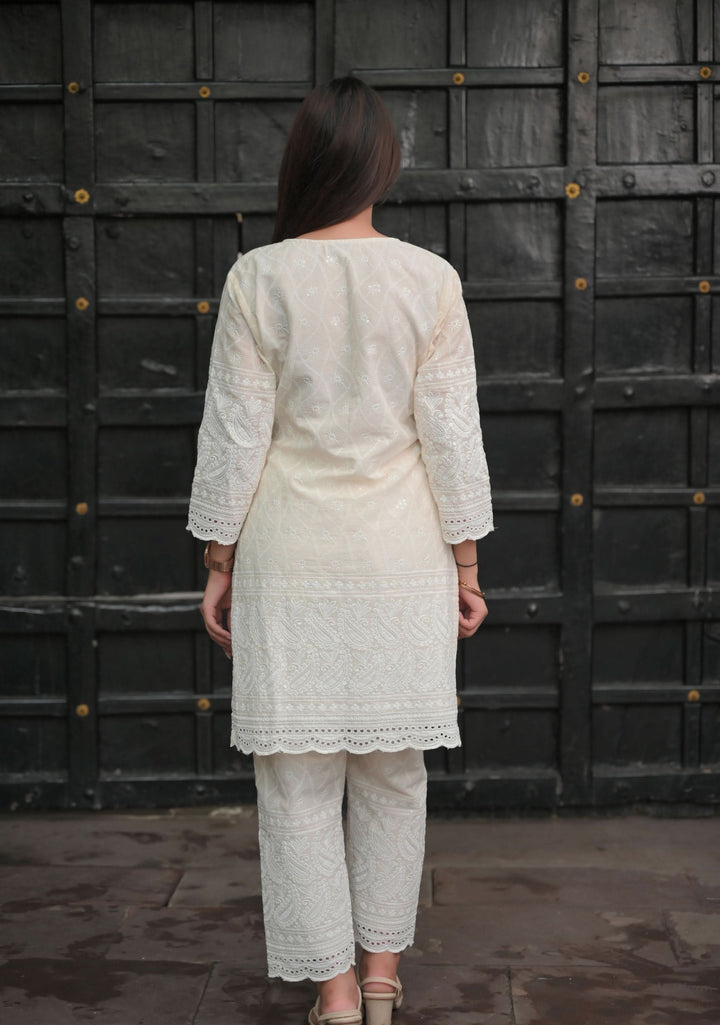 White Lily Eyelet Cotton Co-ord Set  | Made To Order