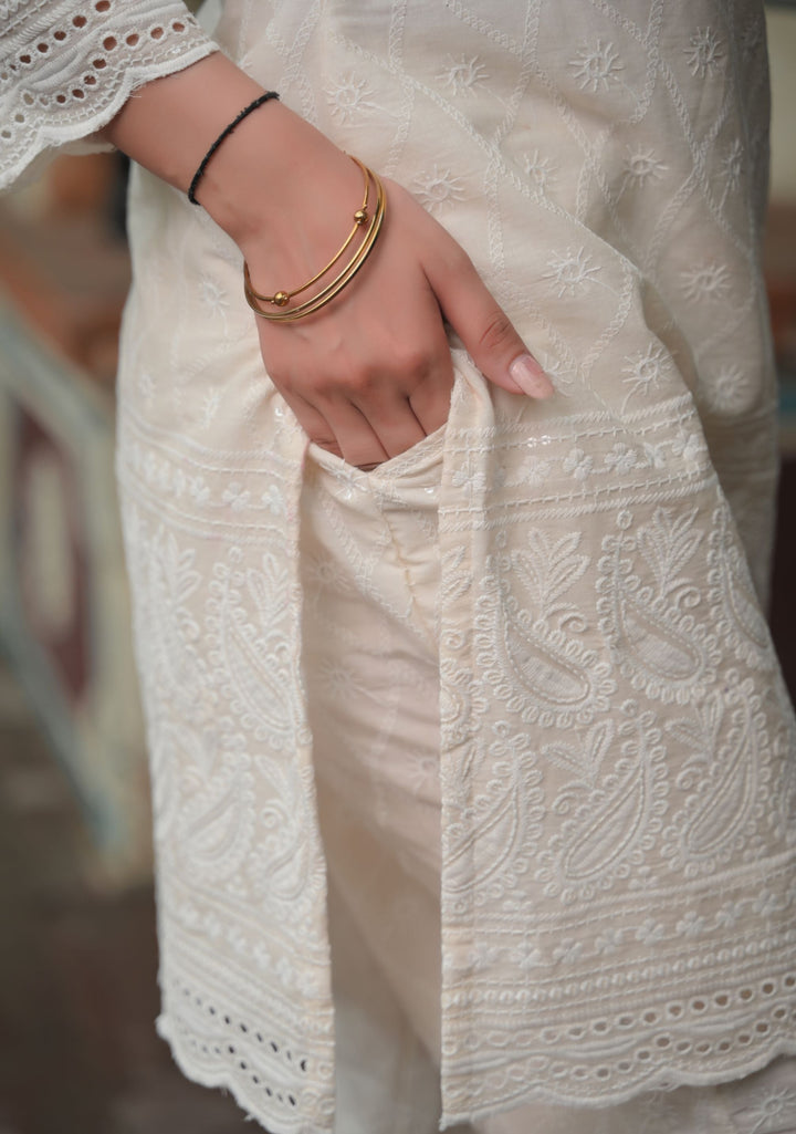 White Lily Eyelet Cotton Co-ord Set  | Made To Order