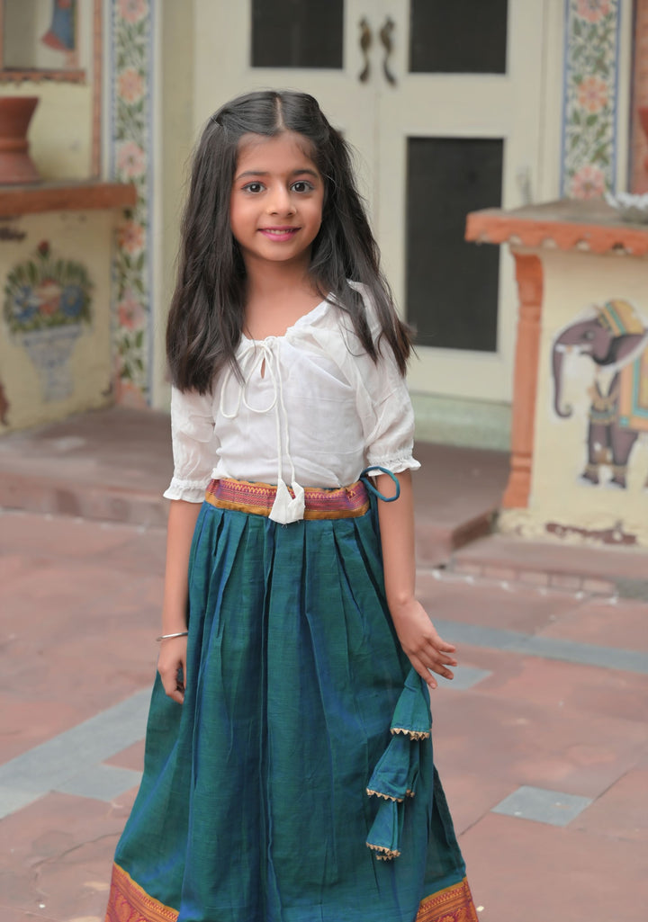 Moor Hues Pleated skirt and top for Girls  | Shobitam Custom Shirt Made To Order