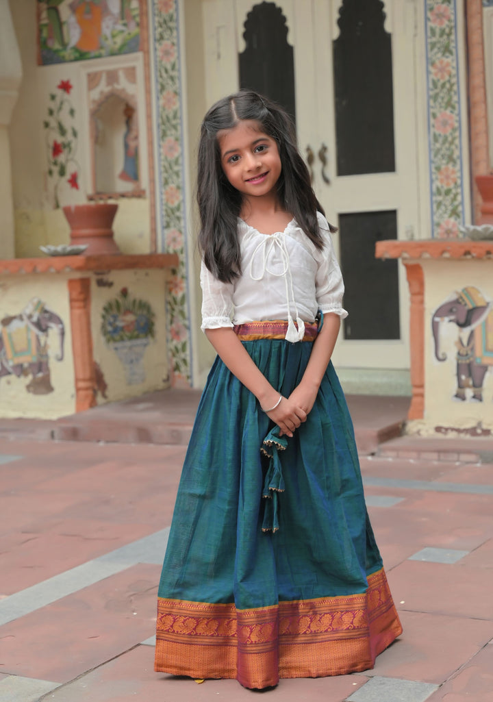 Moor Hues Pleated skirt and top for Girls  | Shobitam Custom Shirt Made To Order