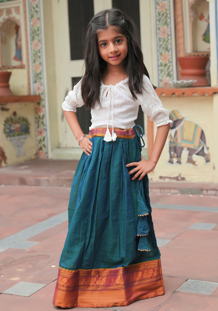 Moor Hues Pleated skirt and top for Girls  | Shobitam Custom Shirt Made To Order