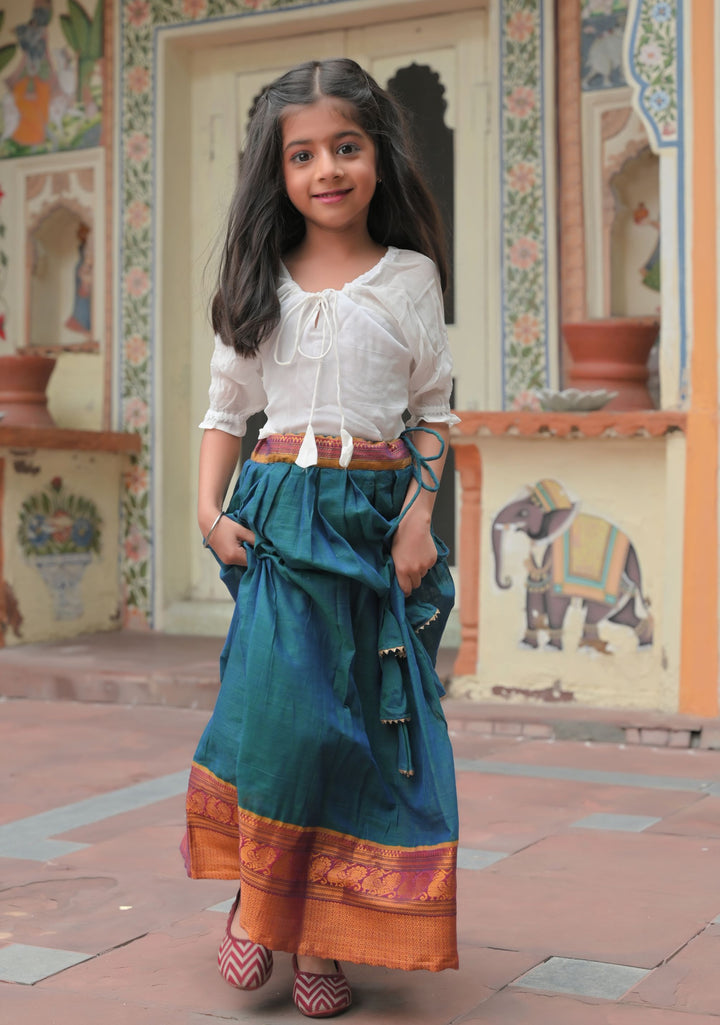 Moor Hues Pleated skirt and top for Girls  | Shobitam Custom Shirt Made To Order