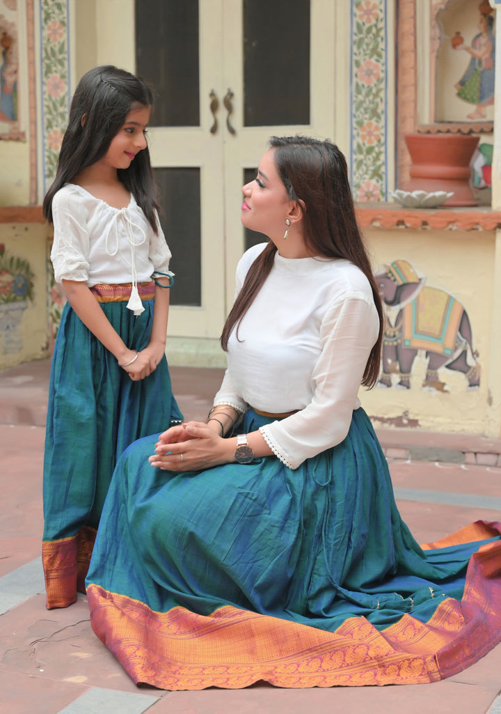 Moor Hues Pleated skirt and top for Girls  | Shobitam Custom Shirt Made To Order
