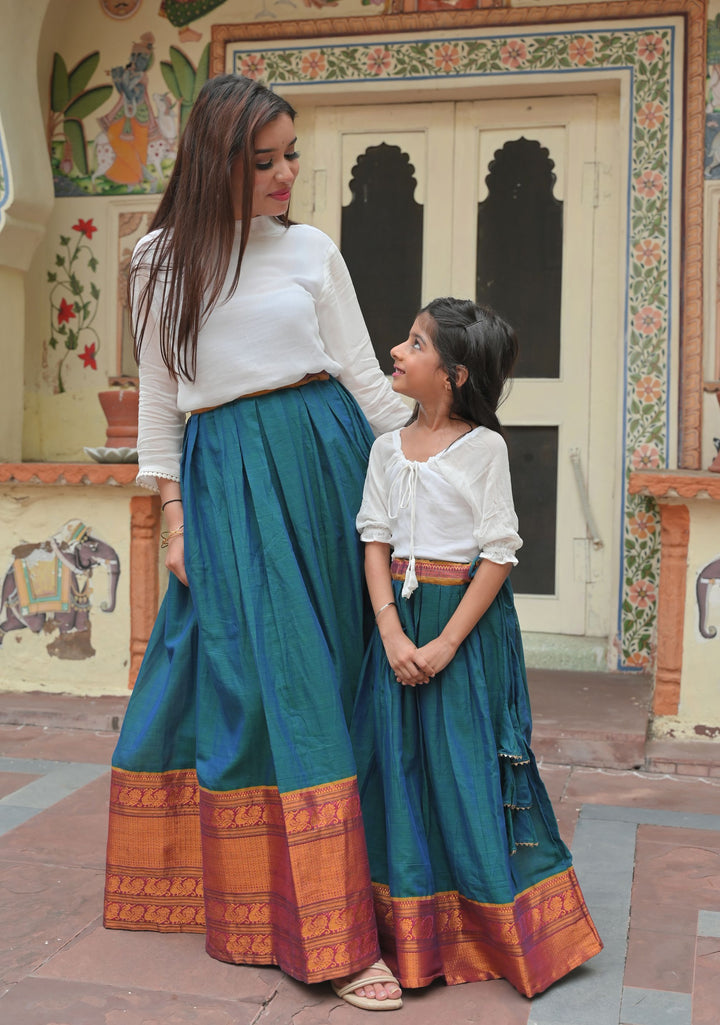Moor Hues Pleated skirt and top for Girls  | Shobitam Custom Shirt Made To Order