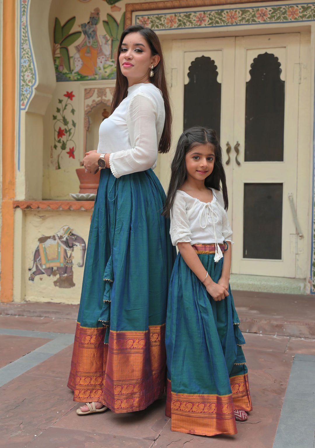 Moor Hues Pleated skirt and top for Girls  | Shobitam Custom Shirt Made To Order