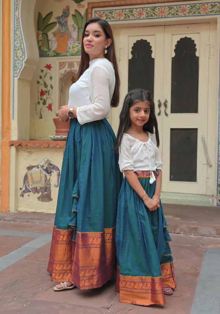 Moor Hues Pleated skirt and top for Girls  | Shobitam Custom Shirt Made To Order