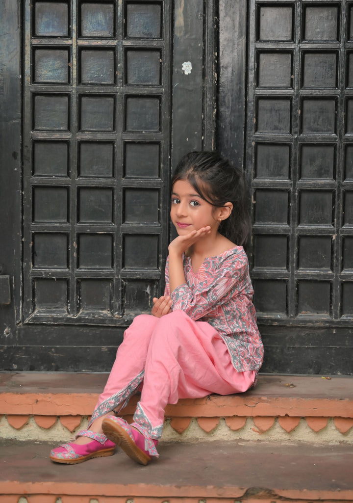 Seher block print Kurta with Dhoti pants  2 piece set for girls, twinning option available  | Shobitam Custom Shirt Made To Order