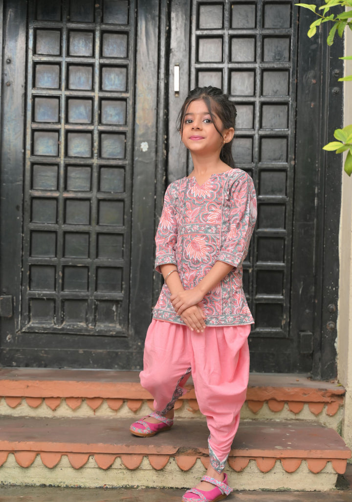 Seher block print Kurta with Dhoti pants  2 piece set for girls, twinning option available  | Shobitam Custom Shirt Made To Order