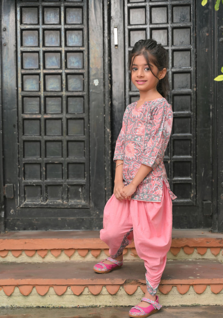 Seher block print Kurta with Dhoti pants  2 piece set for girls, twinning option available  | Shobitam Custom Shirt Made To Order
