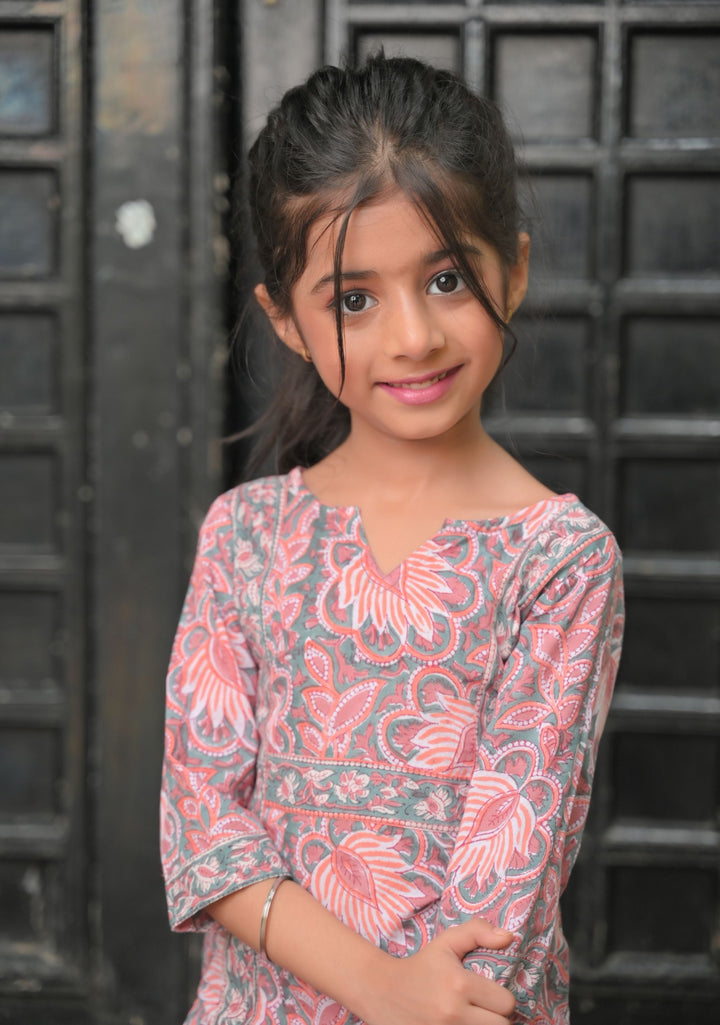 Seher block print Kurta with Dhoti pants  2 piece set for girls, twinning option available  | Shobitam Custom Shirt Made To Order