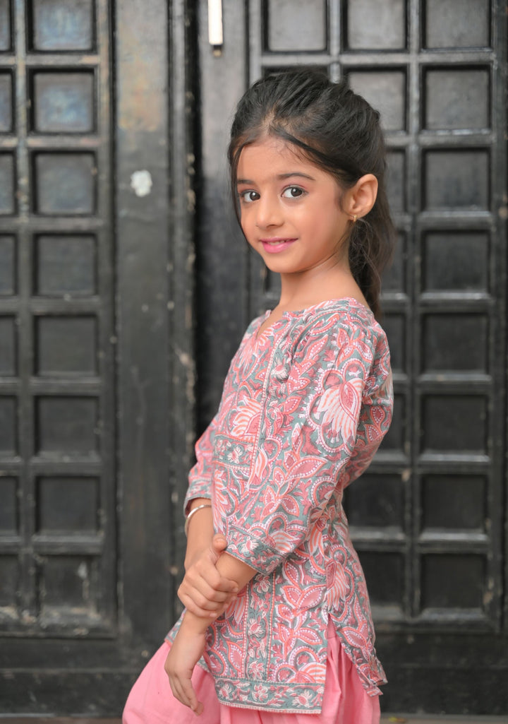 Seher block print Kurta with Dhoti pants  2 piece set for girls, twinning option available  | Shobitam Custom Shirt Made To Order