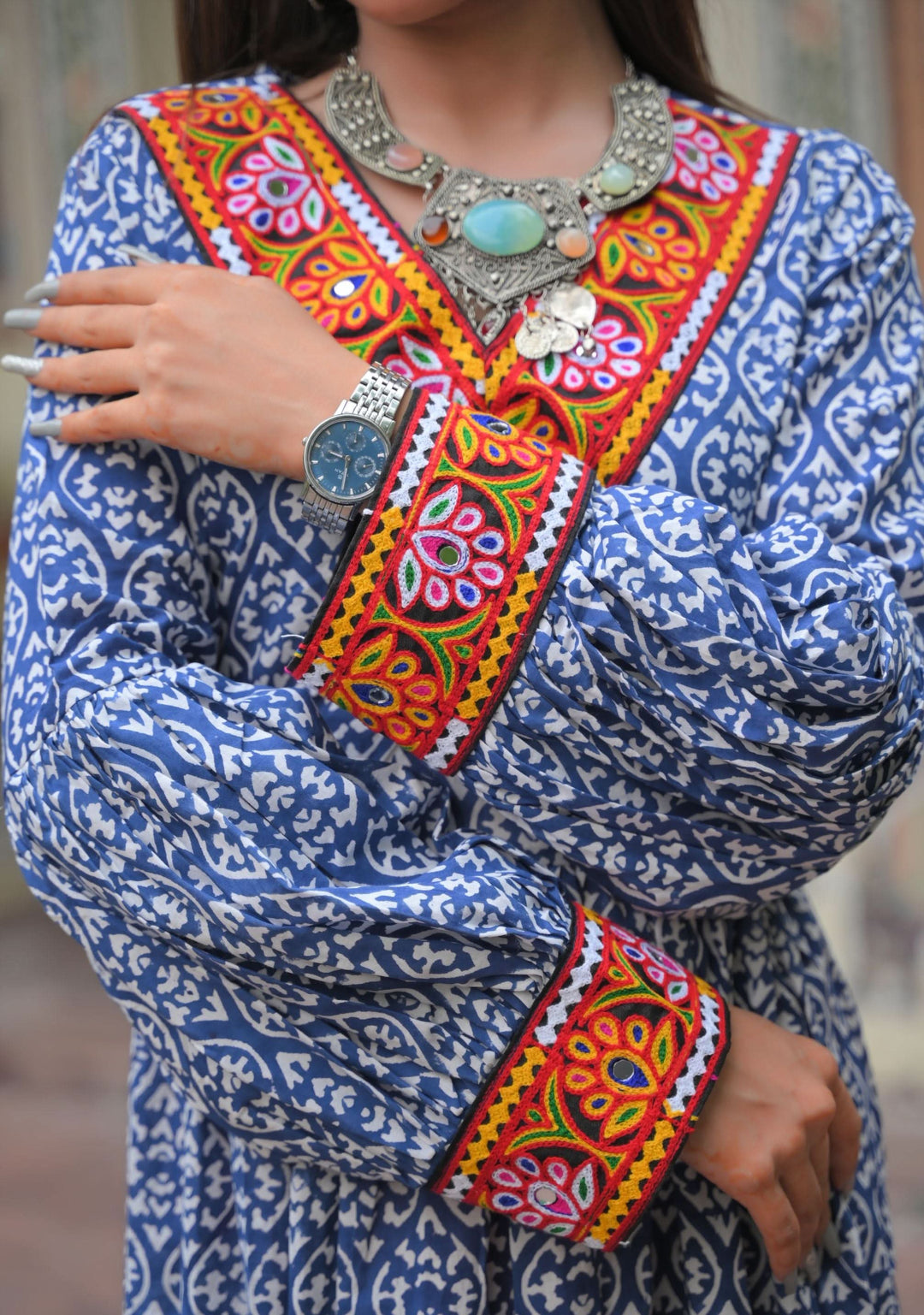 Mermaid fusion handblock print dress  | Made To Order