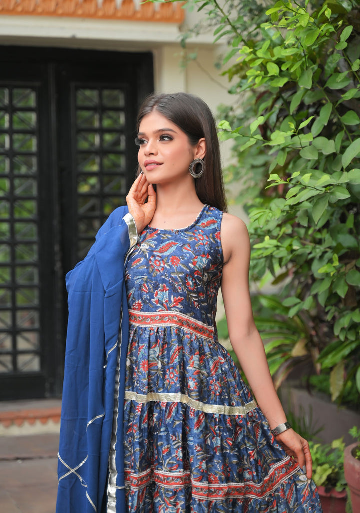Noor Chanderi Silk Cotton Anarkali with Mulmul Pant | Made To Order