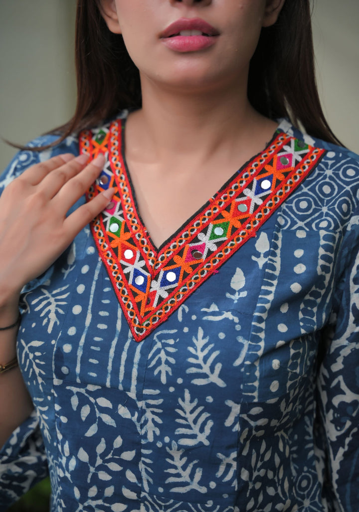 Sakshi - Patch work fabric Cotton Top with Kutchwork Lace | Made To Order