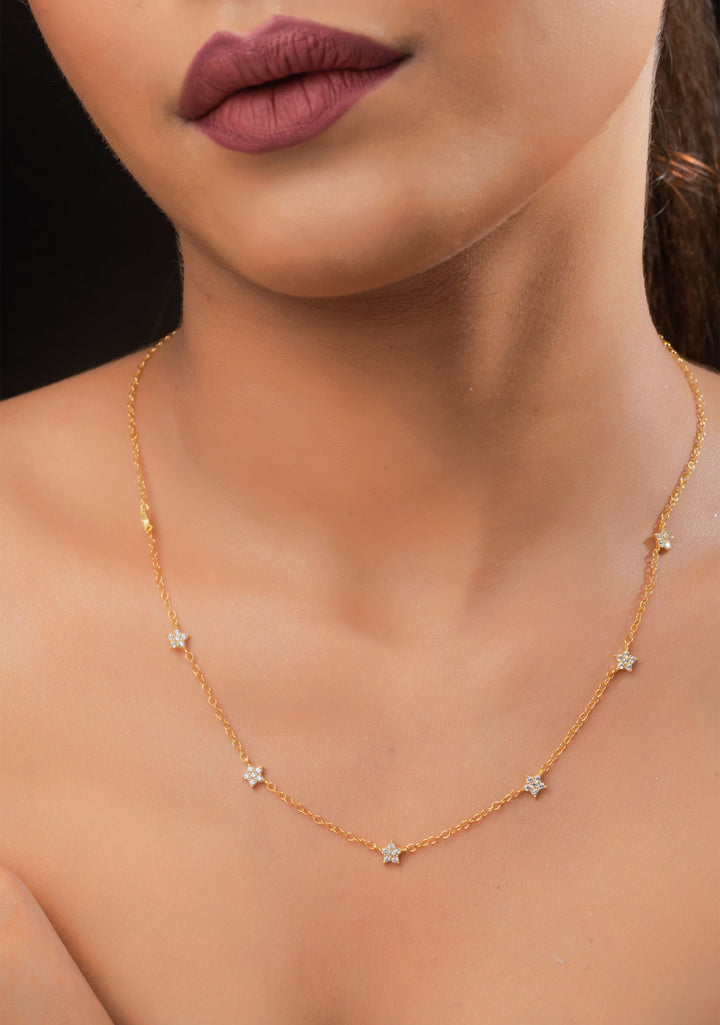 7 stars stone studded dainty chain