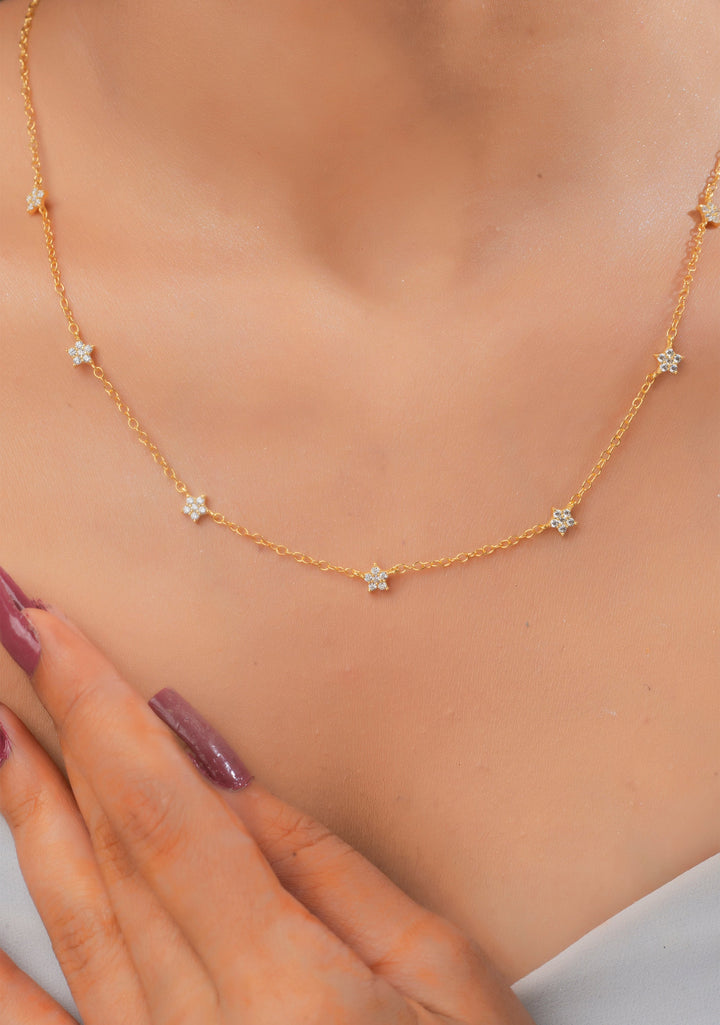 7 stars stone studded dainty chain