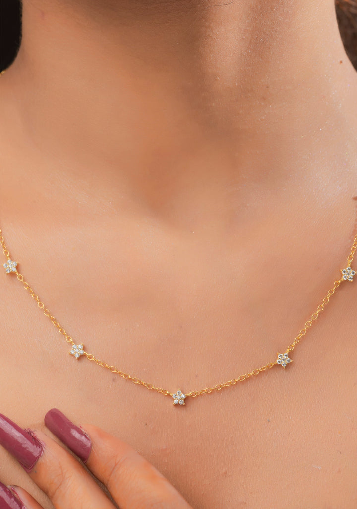 7 stars stone studded dainty chain
