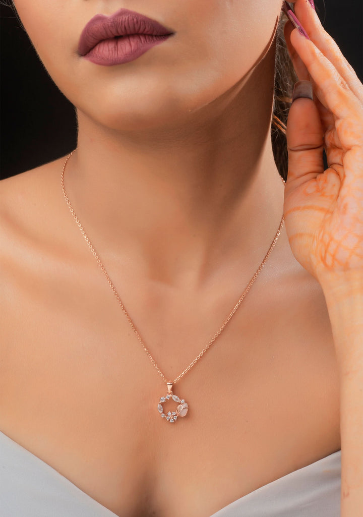 925 silver Pendant and chain with rose gold finish