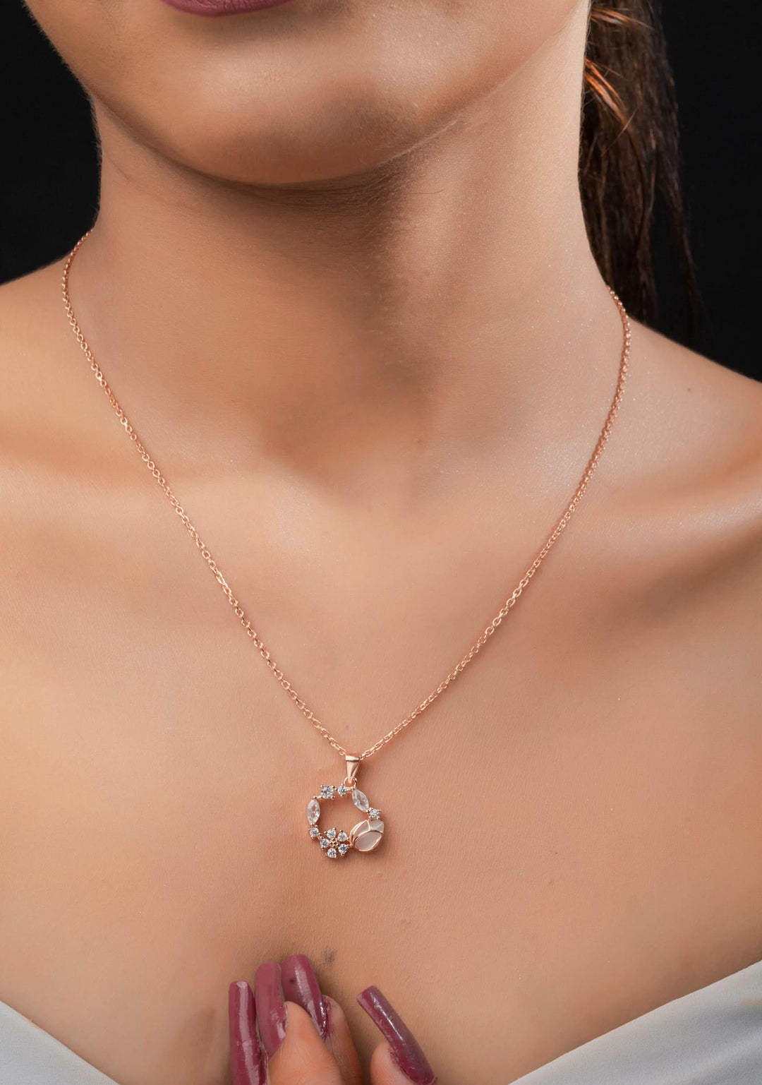 925 silver Pendant and chain with rose gold finish