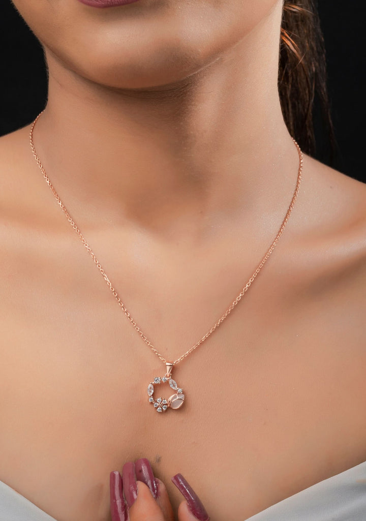 925 silver Pendant and chain with rose gold finish