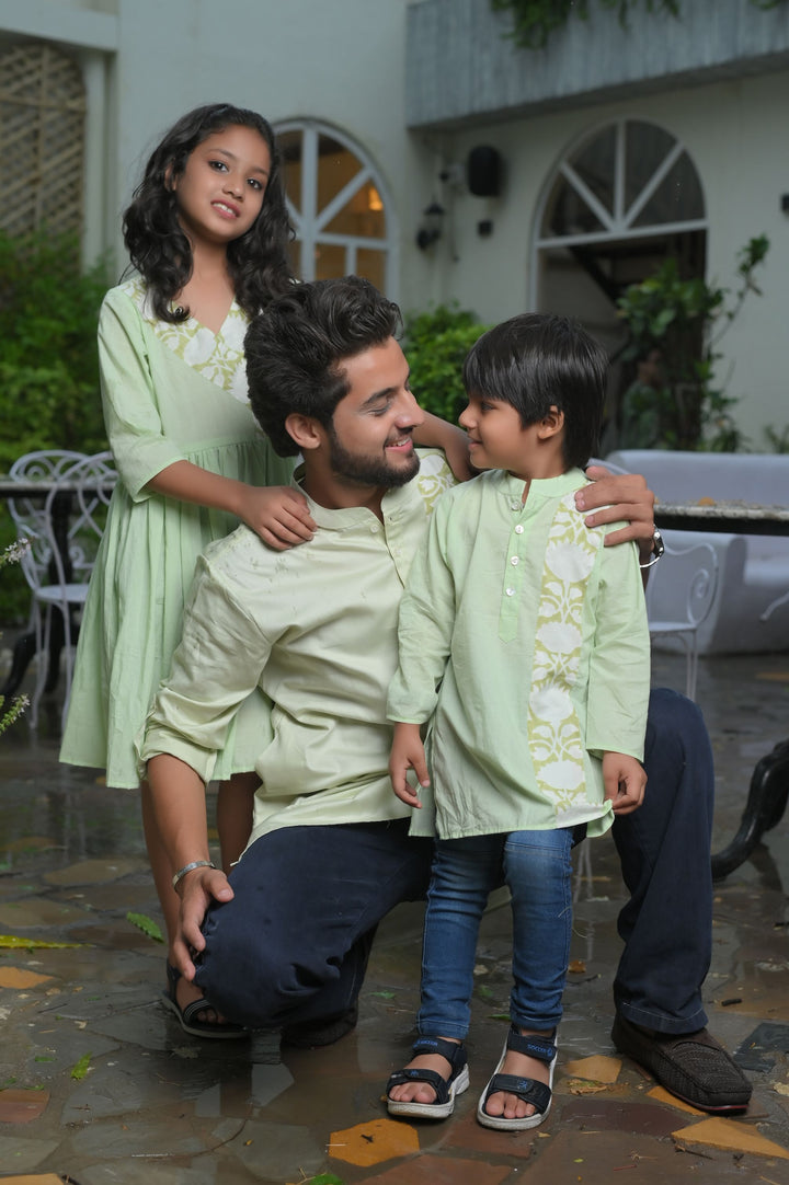 Patchwork Gardenia Short Kurta for Men | Made to Order