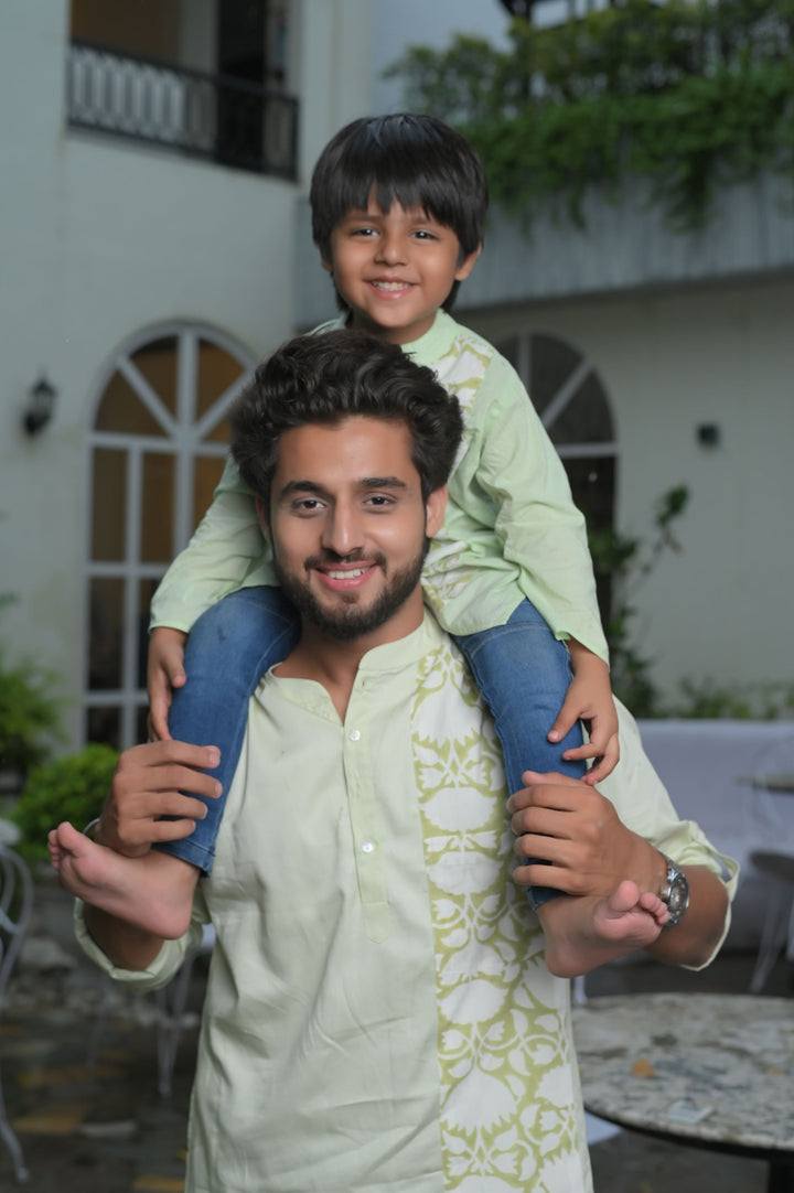 Patchwork Gardenia Short Kurta for Men | Made to Order