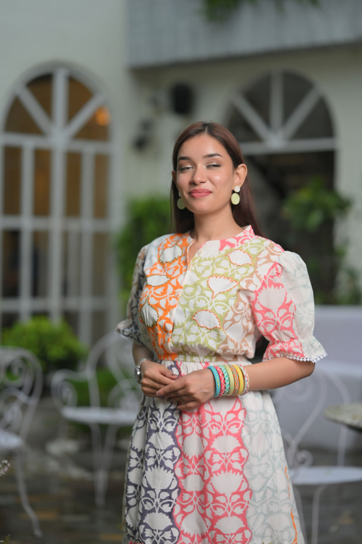 Flora Patchwork Tiered dress | Made to order