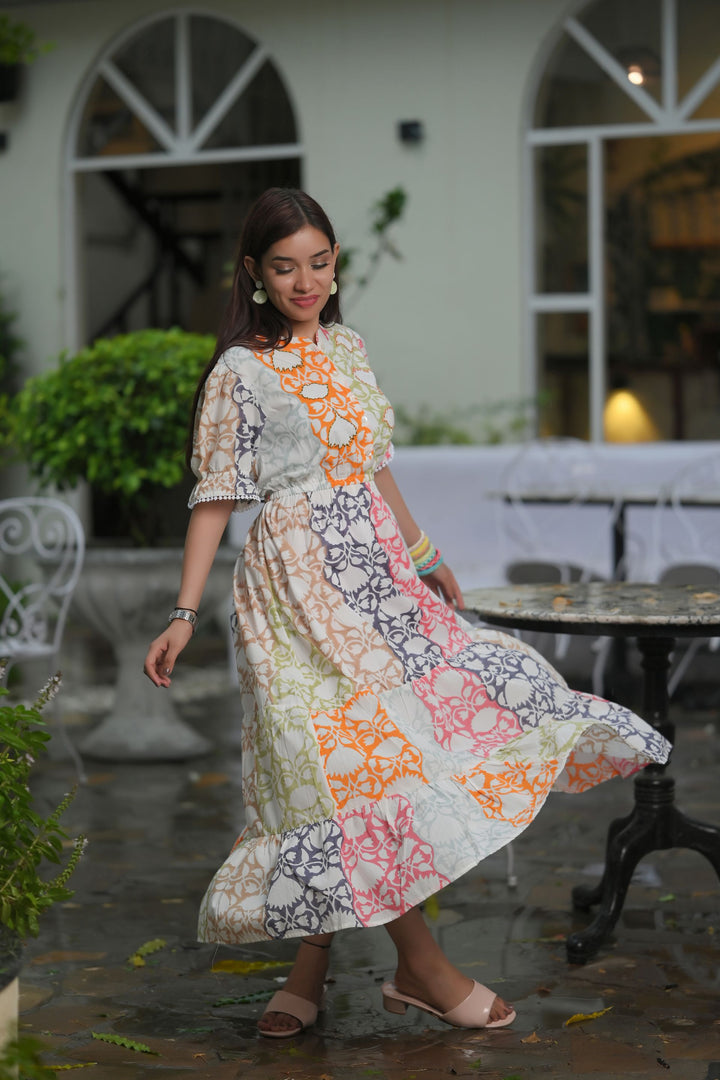 Flora Patchwork Tiered dress | Made to order