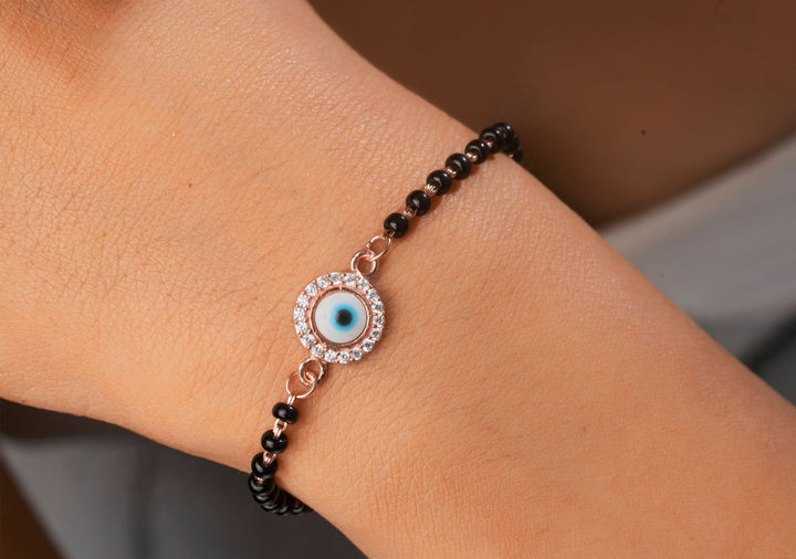 925 Silver Protective Eye Mangalsutra Bracelet, Workwear jewlery I Shobitam Jewelry