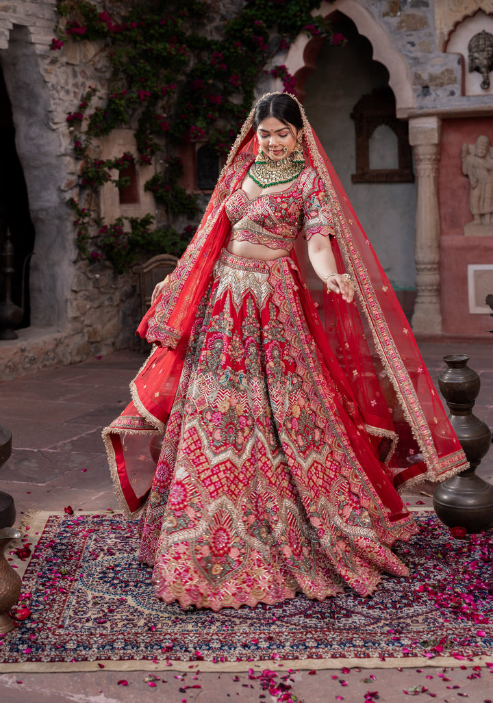 Lehenga Exquisite Royal Radiance Lehenga with hand-embroidery in Dola Silk, Customizable, Made to Order
