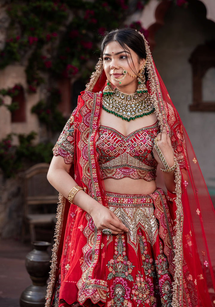 Lehenga Exquisite Royal Radiance Lehenga with hand-embroidery in Dola Silk, Customizable, Made to Order
