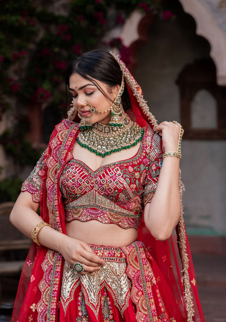 Lehenga Exquisite Royal Radiance Lehenga with hand-embroidery in Dola Silk, Customizable, Made to Order