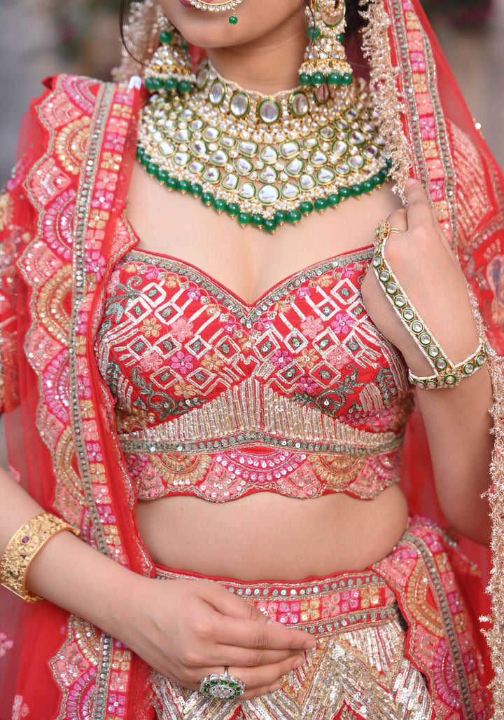 Lehenga Exquisite Royal Radiance Lehenga with hand-embroidery in Dola Silk, Customizable, Made to Order