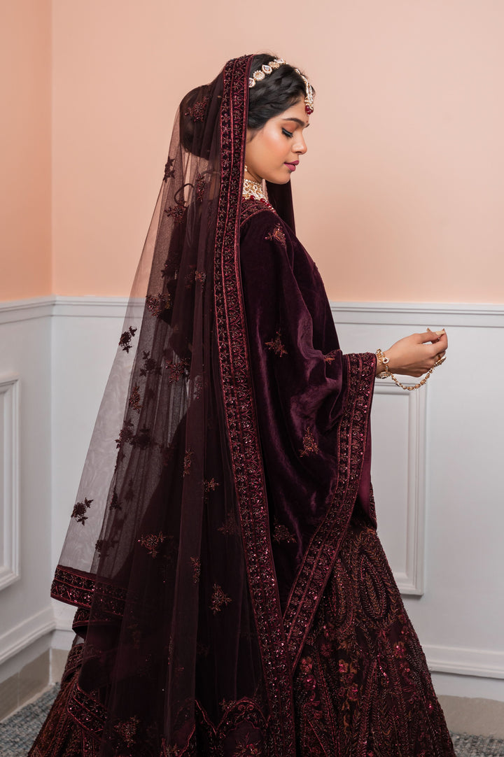 Deep Burgundy Bridal Lehenga with Double Dupatta, Customizable, Made to Order