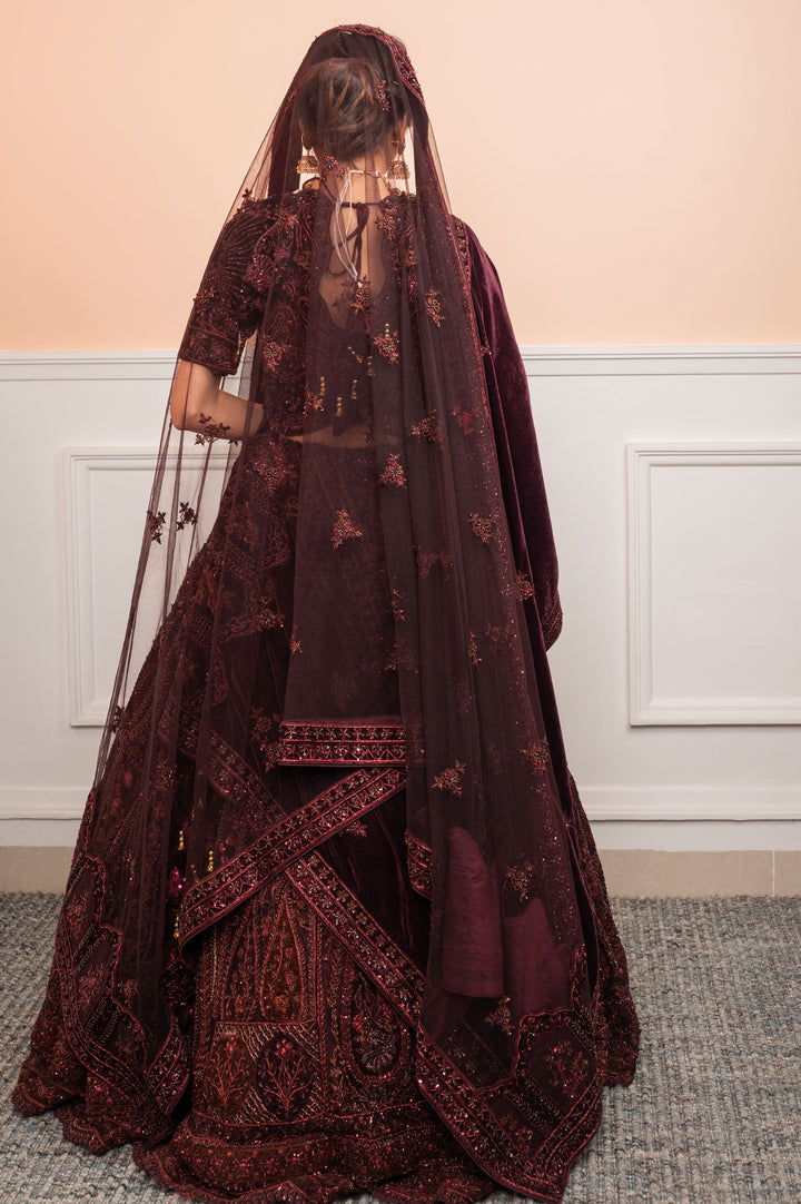 Deep Burgundy Bridal Lehenga with Double Dupatta, Customizable, Made to Order