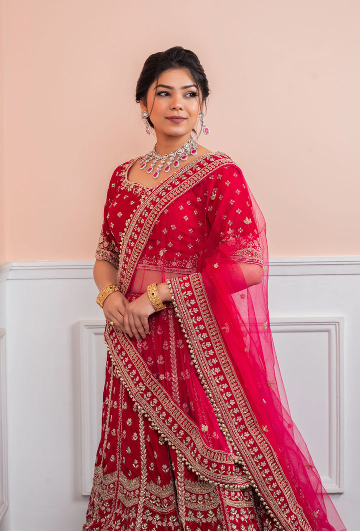 Stunning Rose Reverie Lehenga with embroidery, Customizable, Made to Order