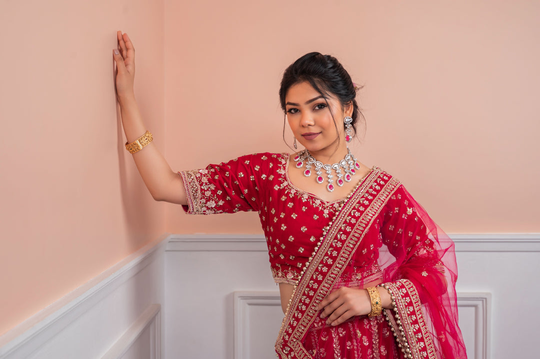 Stunning Rose Reverie Lehenga with embroidery, Customizable, Made to Order