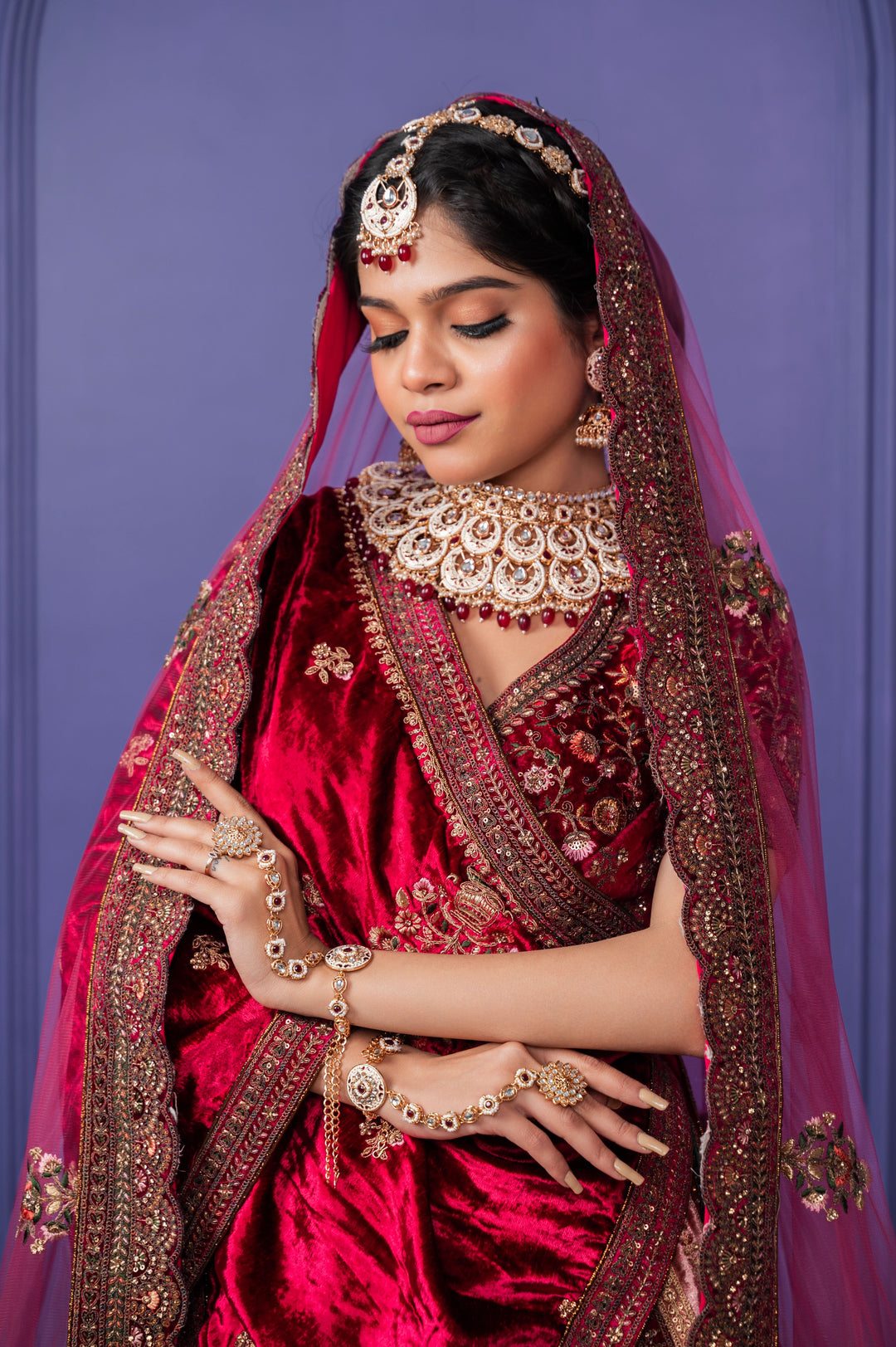 Charming panel Design Velvet Lehenga with 2 dupattas,  Customizable, Made to Order