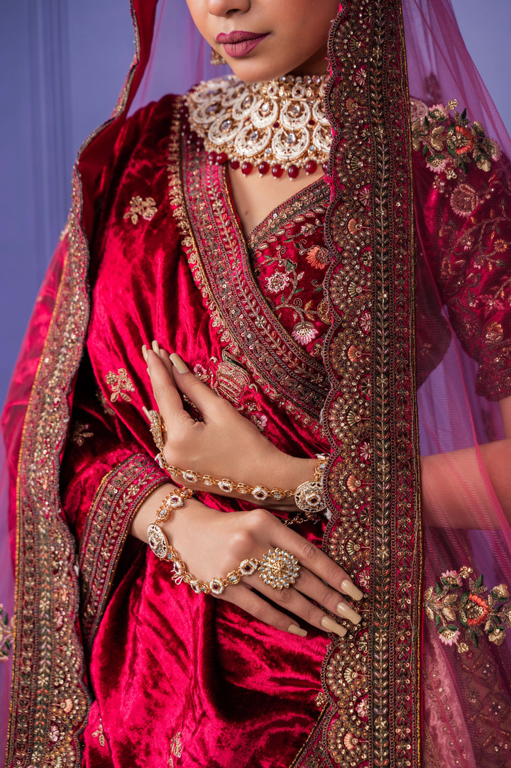 Charming panel Design Velvet Lehenga with 2 dupattas,  Customizable, Made to Order