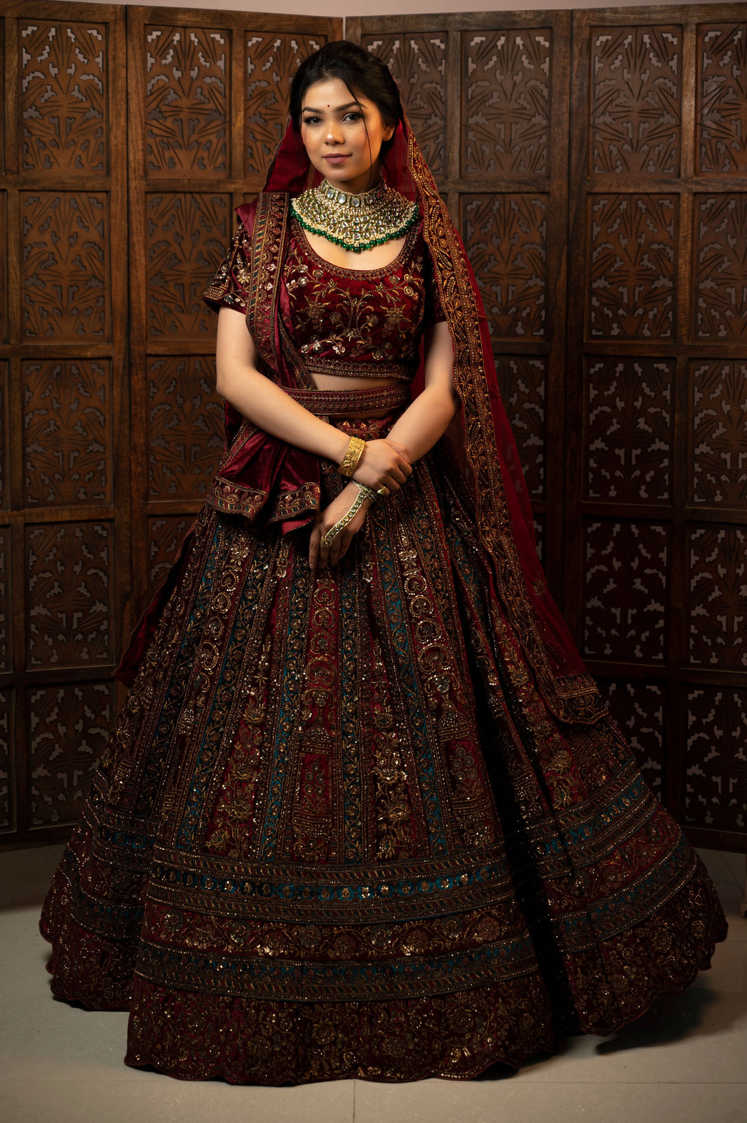 Mahogany Mystic Lehenga Set with embroidery, Customizable, Made to Order