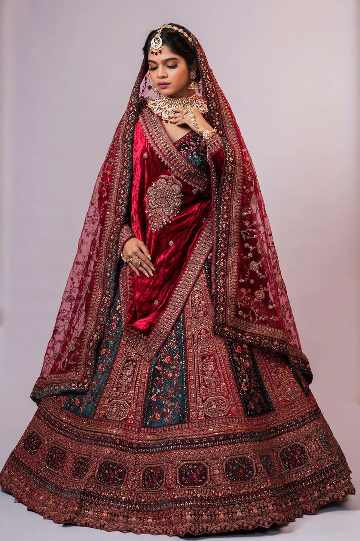 Charming Mosaic Panel Design Lehenga with embroidery, Customizable, Made to Order