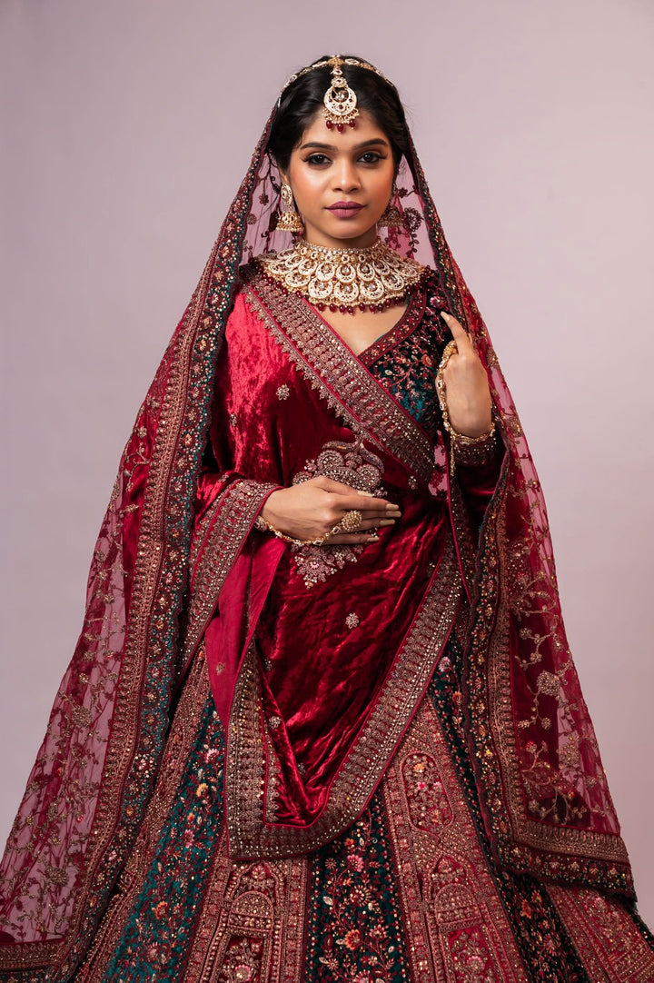 Charming Mosaic Panel Design Lehenga with embroidery, Customizable, Made to Order