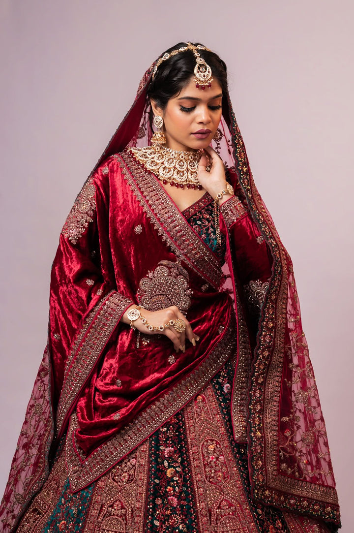 Charming Mosaic Panel Design Lehenga with embroidery, Customizable, Made to Order