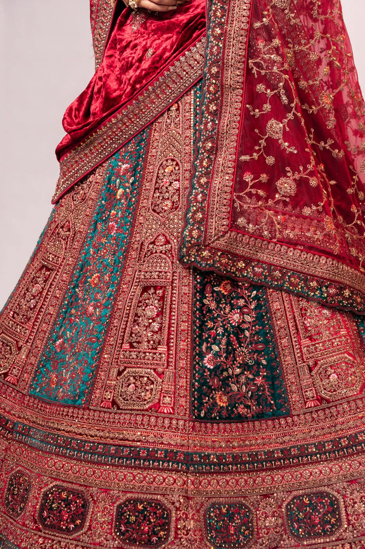 Charming Mosaic Panel Design Lehenga with embroidery, Customizable, Made to Order