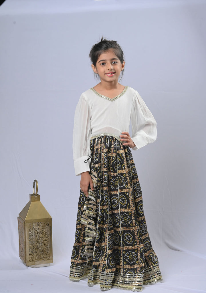 Raina Bandhej Fushion Top & Skirt Set | Made To Order
