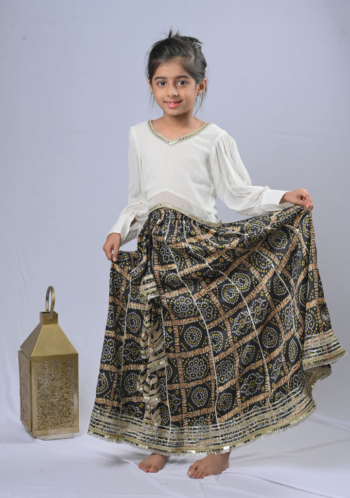 Raina Bandhej Fushion Top & Skirt Set | Made To Order